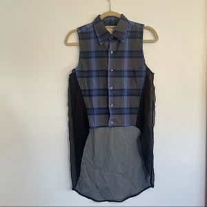 NWOT Urban Renewal High Low Mesh Panel Button Up